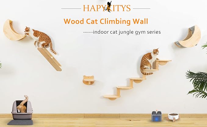 Cat Shelf for Wall Hammock Climbing Shelves and Perches Solid Wood Cat Steps - Image 6