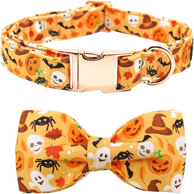 Halloween Dog Collar, Pet Collar Bow Fall Pet Collar Girl Boy Holiday Collar by BoboRainbow