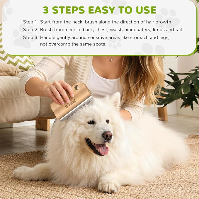 Pawaboo Deshedding Brush for Dogs & Cats, Dog Hair Removal Comb - Image 6