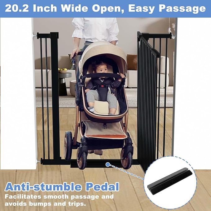 65.7"-72.2" Extra Wide Baby Gate, 40.5" Tall Dog Gate Indoor, Walk Through Pet - Image 5