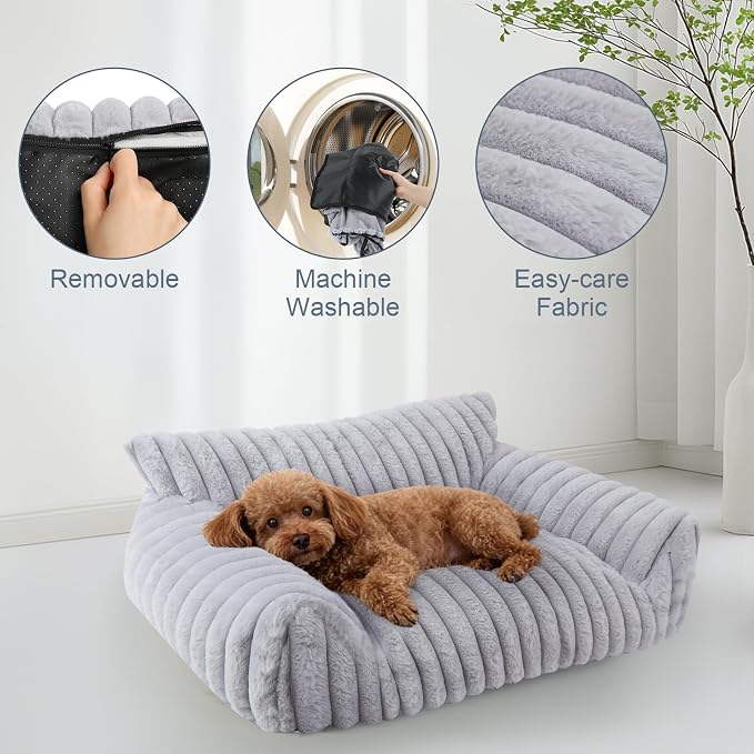 Cute Dog Cat Couch for Medium Large Dogs, Fluffy Pet Sofa Dog Couch Bed - Image 7