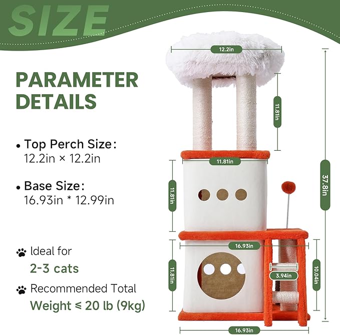 37.4-inch Cat Tree, Cat Tree Tower - Image 2