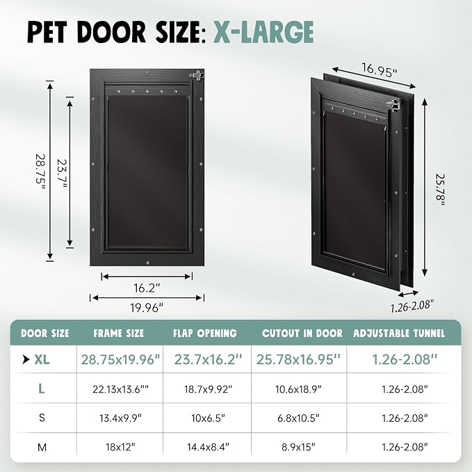 Extra Large Dog Door for Door All Aluminum 3 Flaps Black, Heavy Duty XL Dog - Image 7