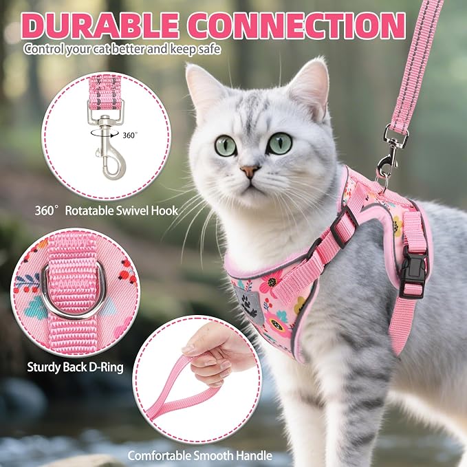 PUPTECK Cat Harness and Leash Set Escape Proof Reflective Cat Walking Harness - Image 6