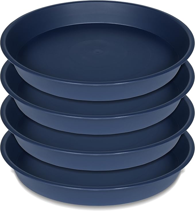 4 Pack of 14 inch Plant Saucers Bird Bath Bow Round, Plastic Plant Saucer Tray by Bleuhome