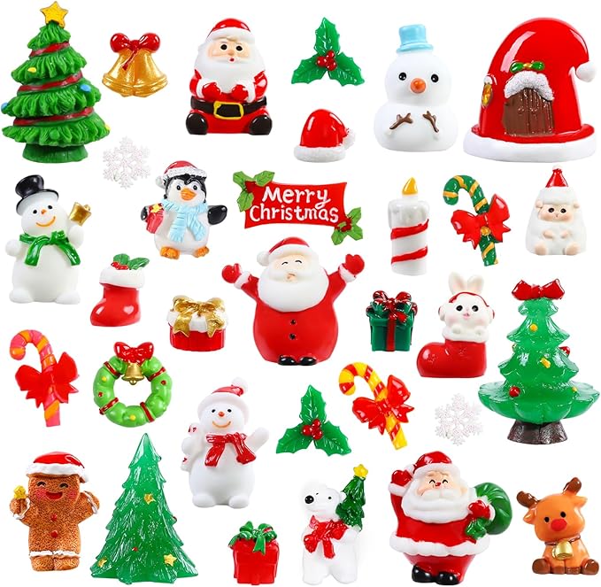 DIYDEC 32Pcs Christmas Miniature Figurines, Mini Resin Figurines to Hide Small by DIYDEC