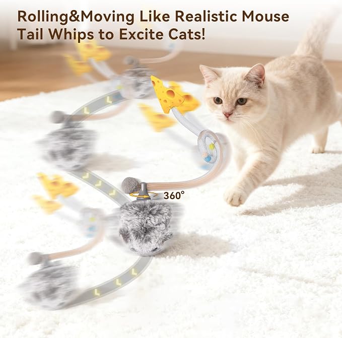 Migipaws Interactive MigiMouse Cat Toy 360° Rolling & Spin - Image 2