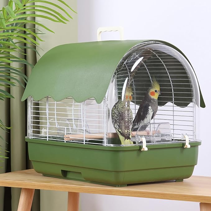 Small Bird Cage, Transparent Bird Travel Carrier, Full View Cockatiel Cage - Image 3