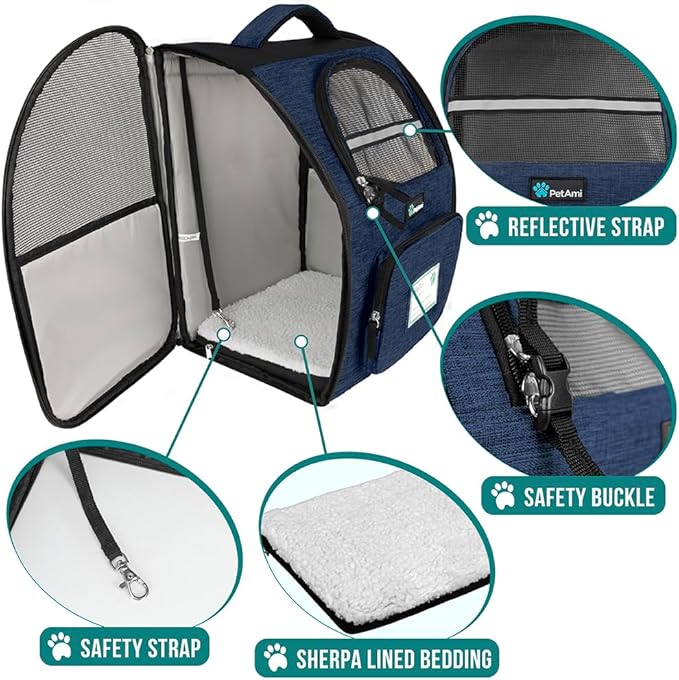 PetAmi Dog Backpack Carrier for Small Large Cat, Ventilated Pet Hiking Backpack - Image 4