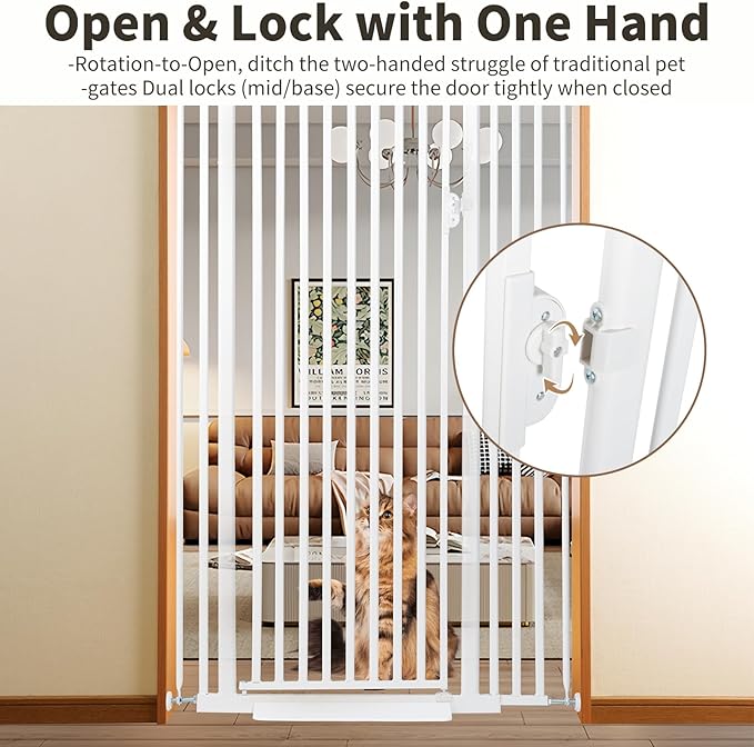 59“ Extra Tall Cat Gate for Doorway: 33.4-37.4” Wide Pet Gate, Auto Close/One - Image 2