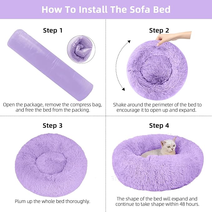 Dog Bed for Small Medium Large Dogs, 20 inch Calming Dogs Bed, Washable-Round - Image 6