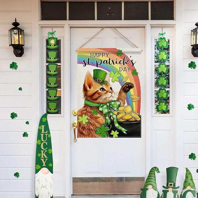 Dyrenson Happy St Patricks Day Orange Cat 28 x 40 House Flag Double Sided - Image 5
