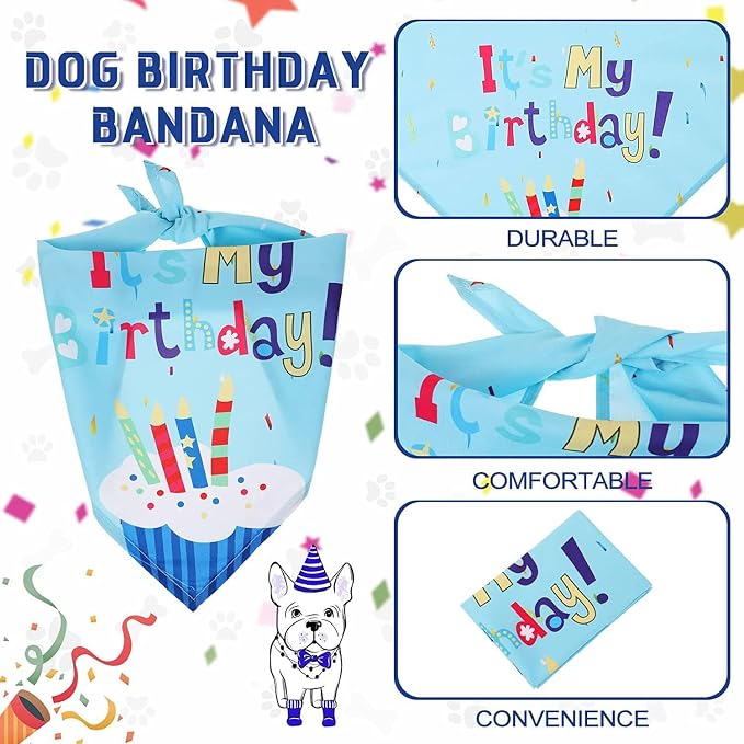 Dog Birthday Decorations, Puppy Birthday Party Outfits, Birthday Hat, Bow Tie - Image 3