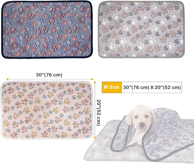Dono 1 Pack 3 Dog Blankets, Soft Fluffy Fleece Pet Blanket Warm Sleep Mat Paw - Image 4
