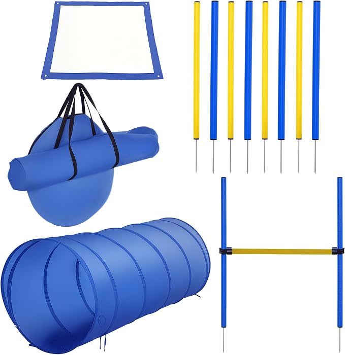 PawHut 4PC Obstacle Dog Agility Training Course Kit Backyard Competitive by PawHut