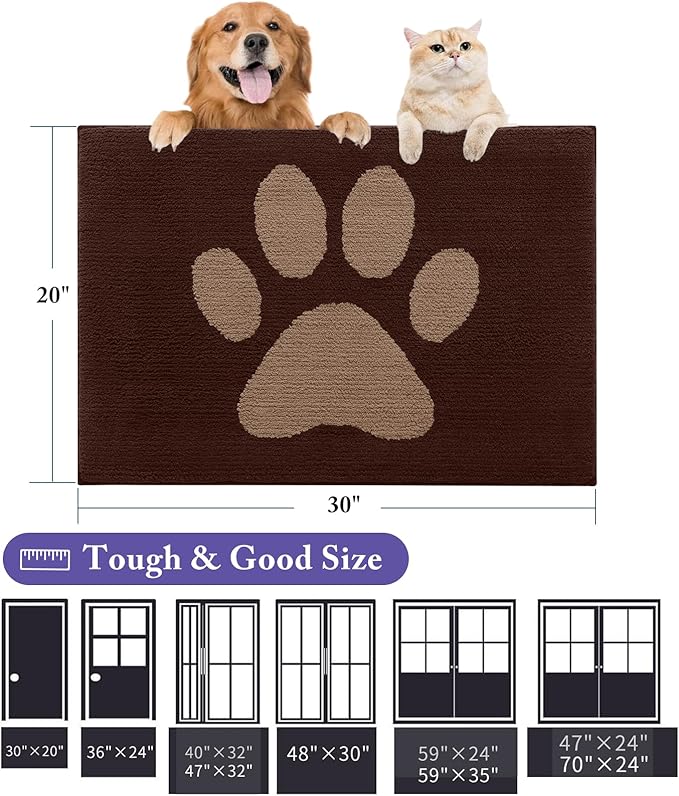 Buganda Dog Door Mat for Muddy Paws, Absorbent Dirt Trapper Non Slip Indoor - Image 2
