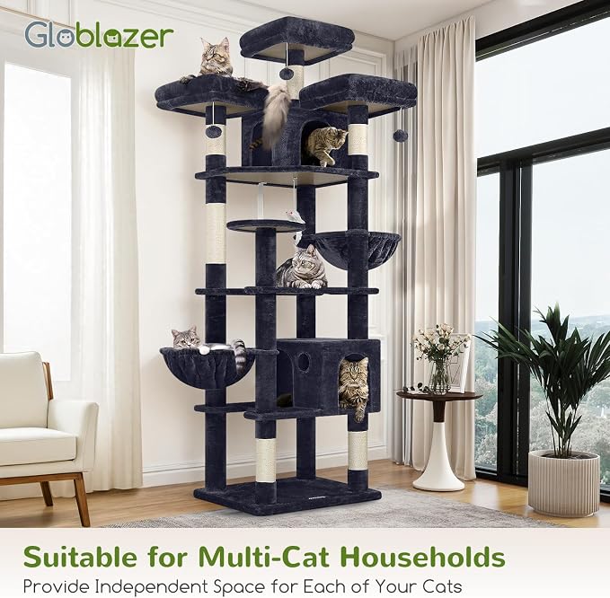 Globlazer Cat Trees and Towers for Multiple Adult Cats, 82-inch XXL Tall Cat - Image 8
