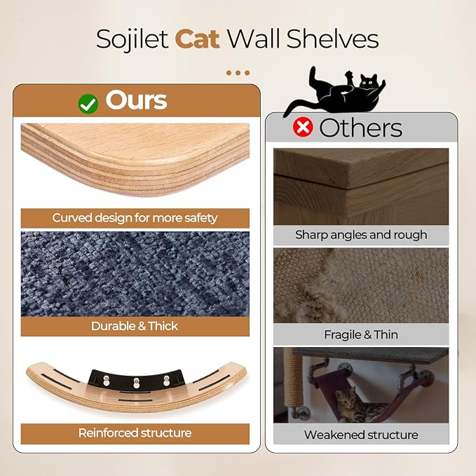 Cat Wall Shelves for Cat Wall Steps, Wooden Floating Modern Mounted Space - Image 5