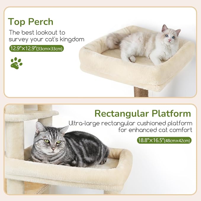 Globlazer Extra Large Platform Cat Tree, 65in Tall Sturdy Cat Tree - Image 3