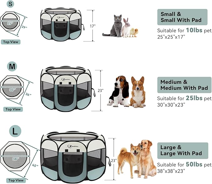 Dog Playpen, Puppy Pet Playpen, Medium Dogs Tent Crates Cage Indoor/Outdoor - Image 8