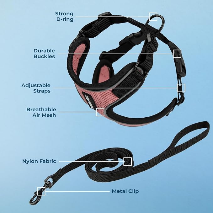 Voyager Escape-Proof Step-in Lock Cat Harness & 5ft Neoprene-Handle Leash Set - Image 3