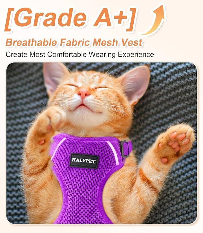 Halypet Cat Harness and Leash Set Escape Proof Soft Adjustable Cat Leash - Image 2