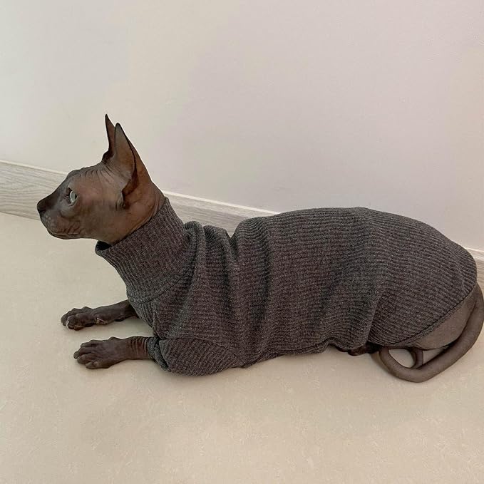 Sphynx Cats Shirt Cat Turtleneck Cotton Sweater Pullover Kitten T-Shirts - Image 4