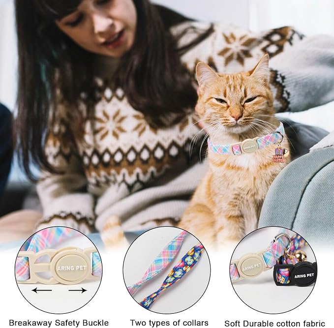 ARING PET 2 Pack Easter Dog Cat Collars, Cute Breakaway Kitten Small Easter Egg - Image 2