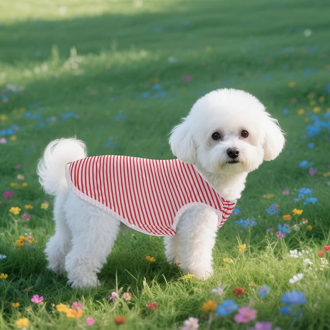 3 Pcs Cat Shirts Solid Color Dog Clothes Summer Sleeveless Stripe Pet T Shirts - Image 4