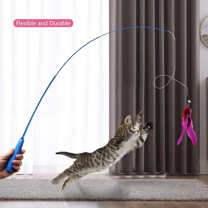 12PCS Interactive Kitten Toys, Retractable Indoor Cat Wand Toys - Image 3