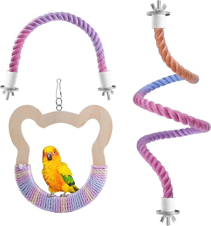 3 Pcs Gradient Bird Perching Rope Set, Bendable Bird Perching Rope by Unknown