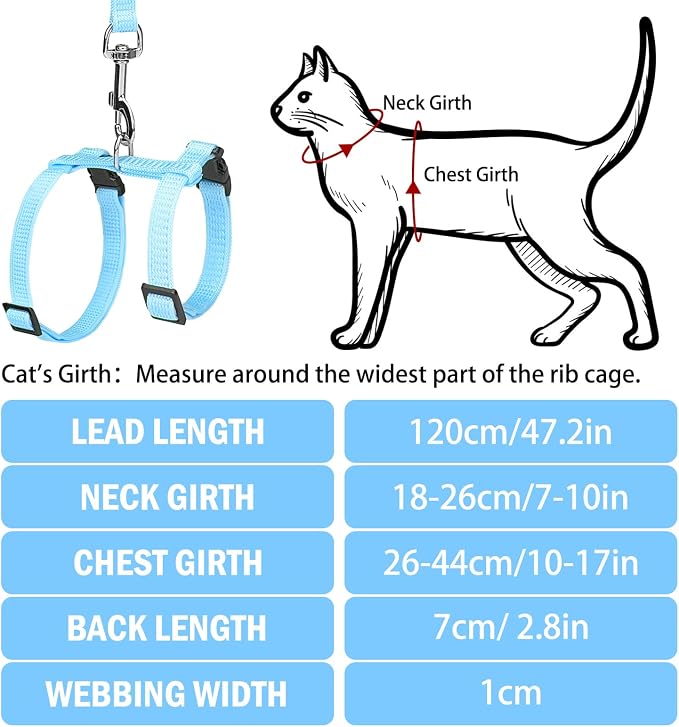 PUPTECK Adjustable Cat Harness and Leash Set Escape Proof Kitten Strap Collar - Image 2