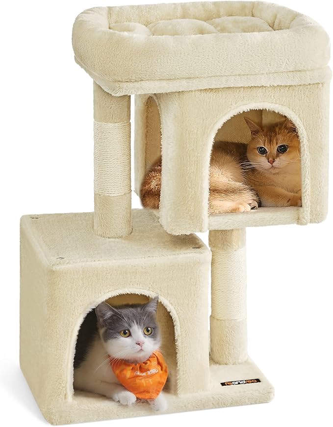 Feandrea Cat Tree, 26.4-Inch Cat Tower, Plush Condo by FeandreabySONGMICSHOME