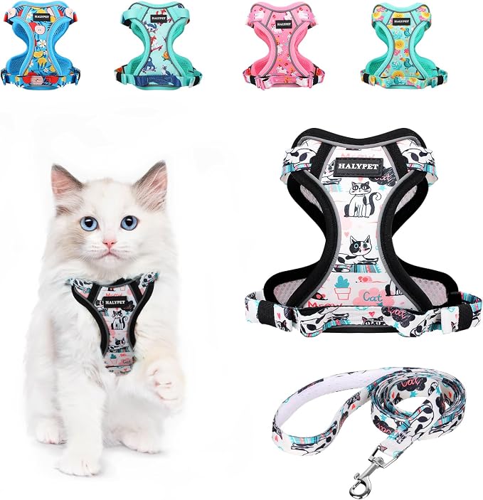 Halypet Cat Harness and Leash Set Cute Escape Proof Vest Harness by DOMoreWithYourPet