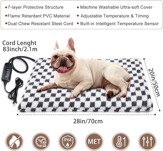 MIXJOY Heated Dog Bed, 11 Adjustable Temperature Dog Heating Pad Indoor - Image 4