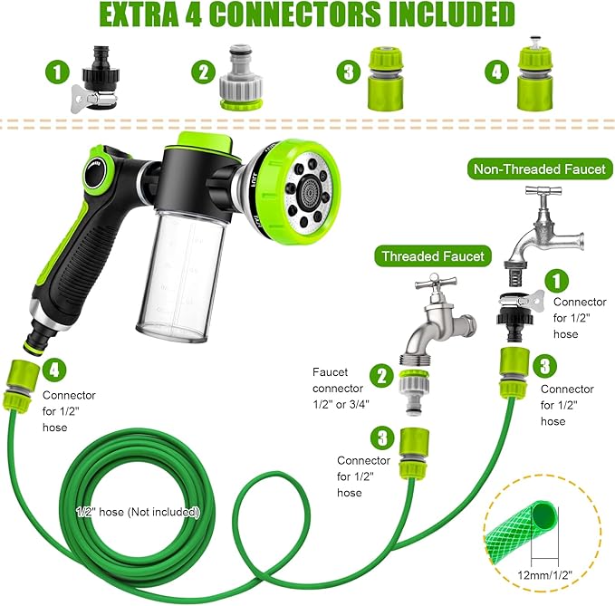 Dog Washing Hose Attachment, 8-in-1 Sprayer Mode Garden Hose Nozzle - Image 9