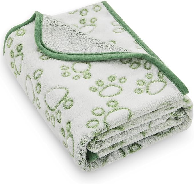 Green Soft Puppy Blanket, with Flannel Green Cute Paw Print, 24 * 32 inches by STUFFED