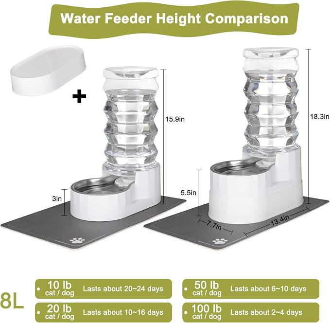 RIZZARI Automatic Pet Waterer, Gravity Stainless Steel Water Dispenser - Image 2