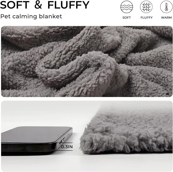 1 Pack 3 Calming Blankets Fluffy Premium Fleece Pet Blanket Soft Sherpa Throw - Image 2