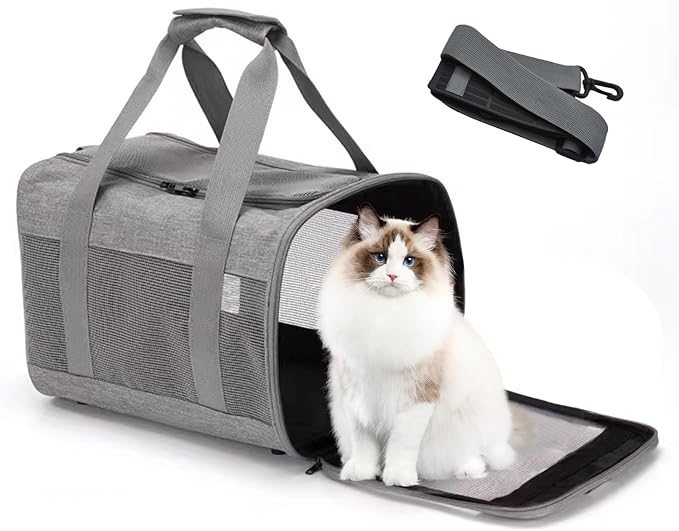 Pet Carrier Bag for Cats, Cat Soft-Sided Carriers Collapsible Ventilated by MUYG