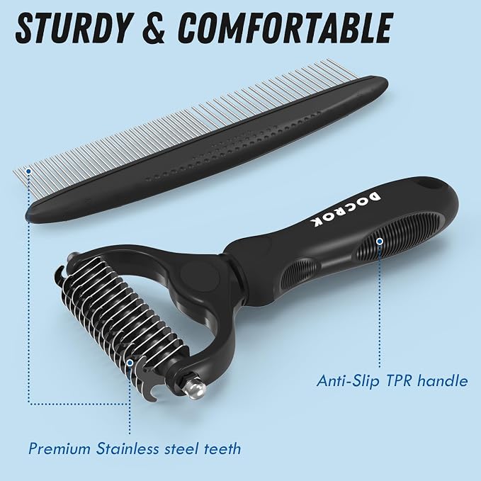 Pet Grooming Combo: Undercoat Rake, Dematting Deshedding Brush - Image 6