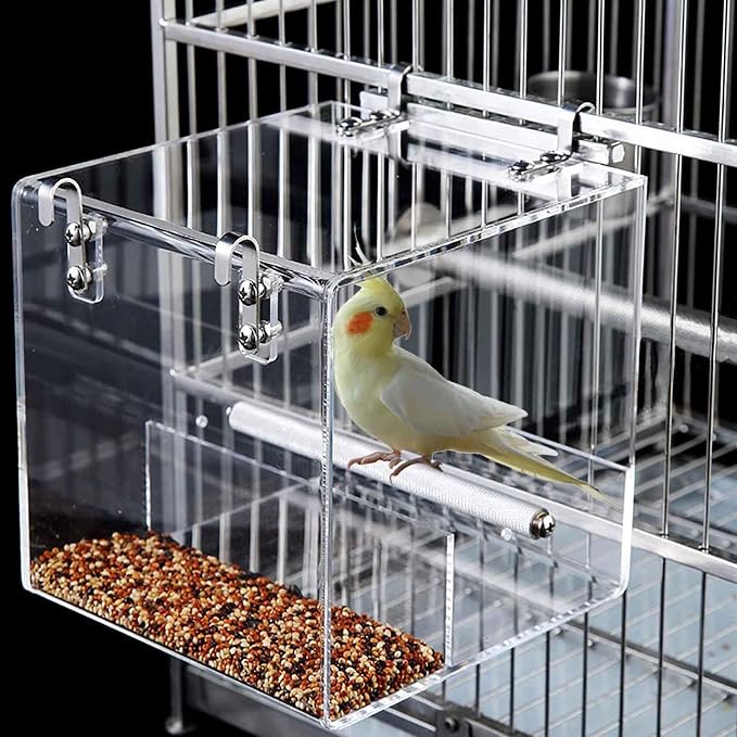 No Mess Bird Feeder for Cage, Automatic Acrylic No Mess Bird Feeder Cage for by Xxmbbjy