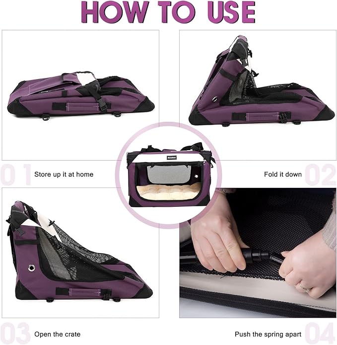 Large Cat Carrier, Collapsible Dog Travel Crate Portable Soft-Sided Pet Carrier - Image 5