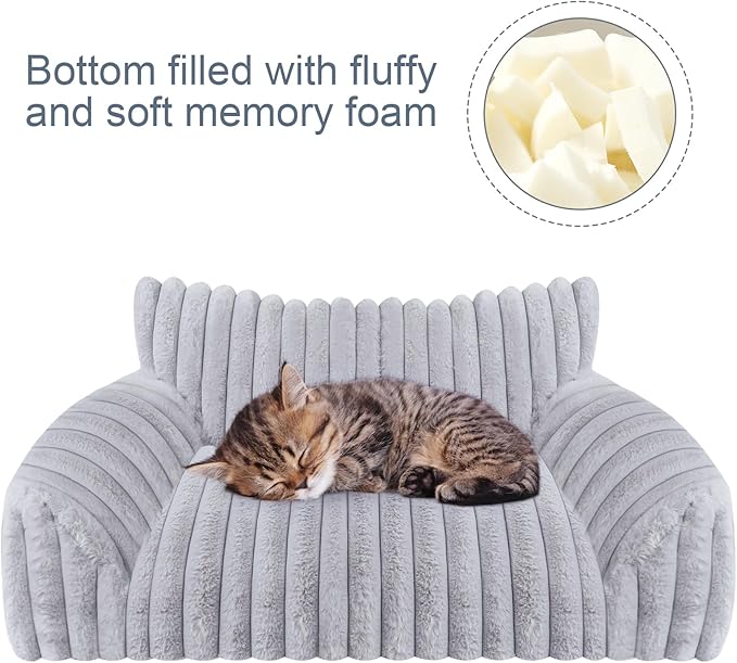 Cute Cat Couch Bed for Indoor Cats, Fluffy Pet Cat Sofa - Image 3