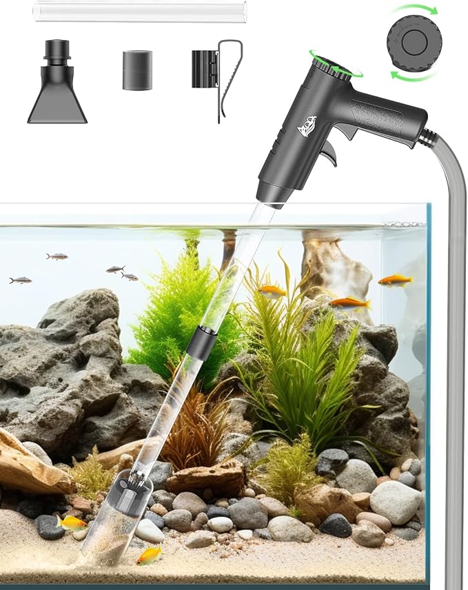 AQQA Aquarium Gravel Cleaner, 4-in-1 Upgrade Suction Power Manual Fish Tank by AQQA