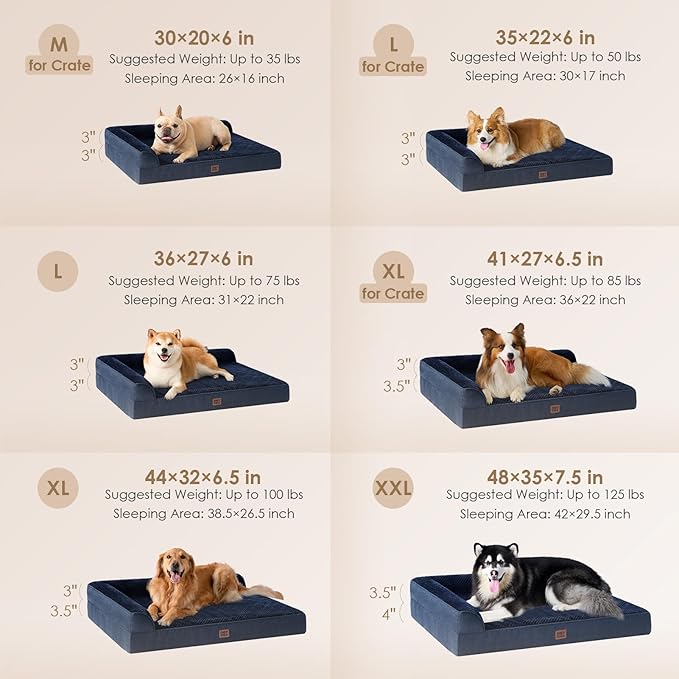 EHEYCIGA Memory Foam Dog Bed Large Size Dogs, Orthopedic Dog Bed Large - Image 2