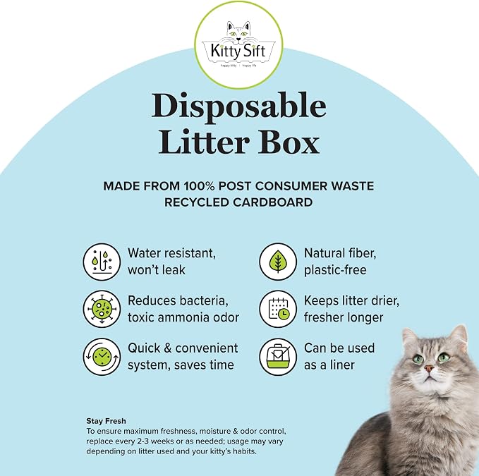 Kitty Sift Disposable Cat Litter Box Large, Durable Portable - Image 7