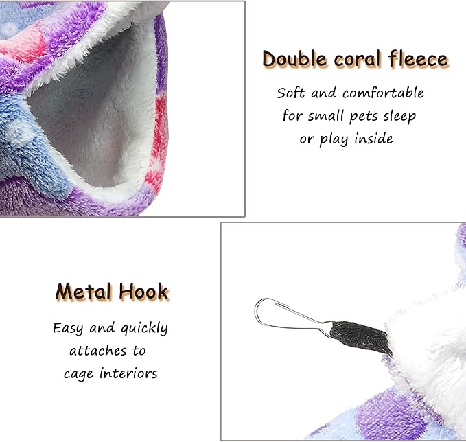 Cat Hammock for Cage, Soft Warm Hanging Bed for Kitten, Guinea Pig, Chinchilla - Image 4