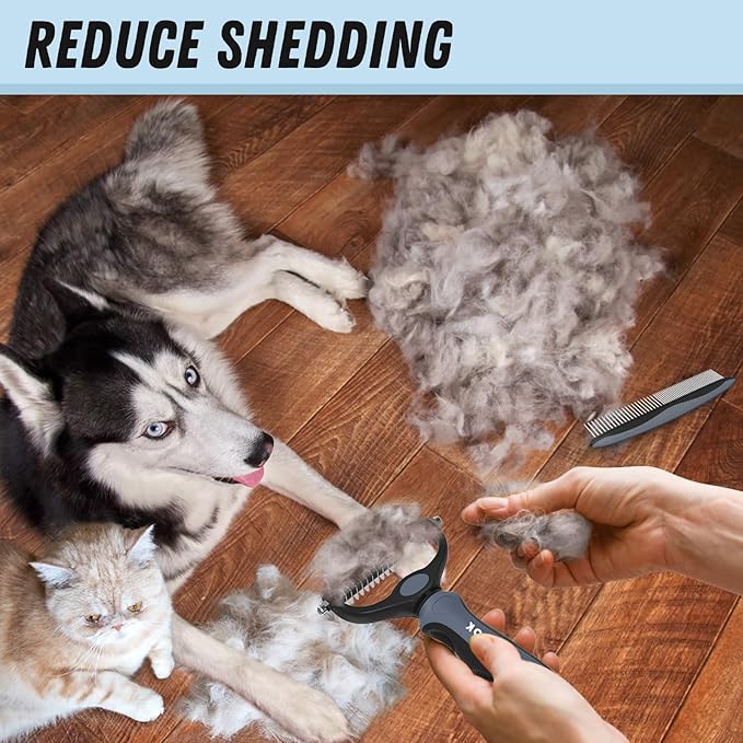 Pet Grooming Brush and Metal Comb Combo, Cat Brush Dog Brush - Image 5