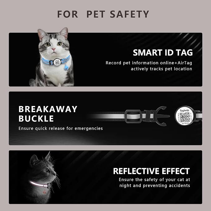 Reflective Kitten Collars with Bell, Cat Collar Breakaway with QR Code Name Tag - Image 7